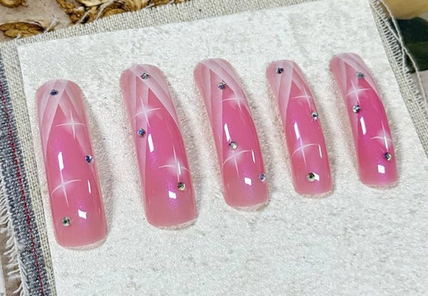 Glimmer Pink Curved Nail Set
